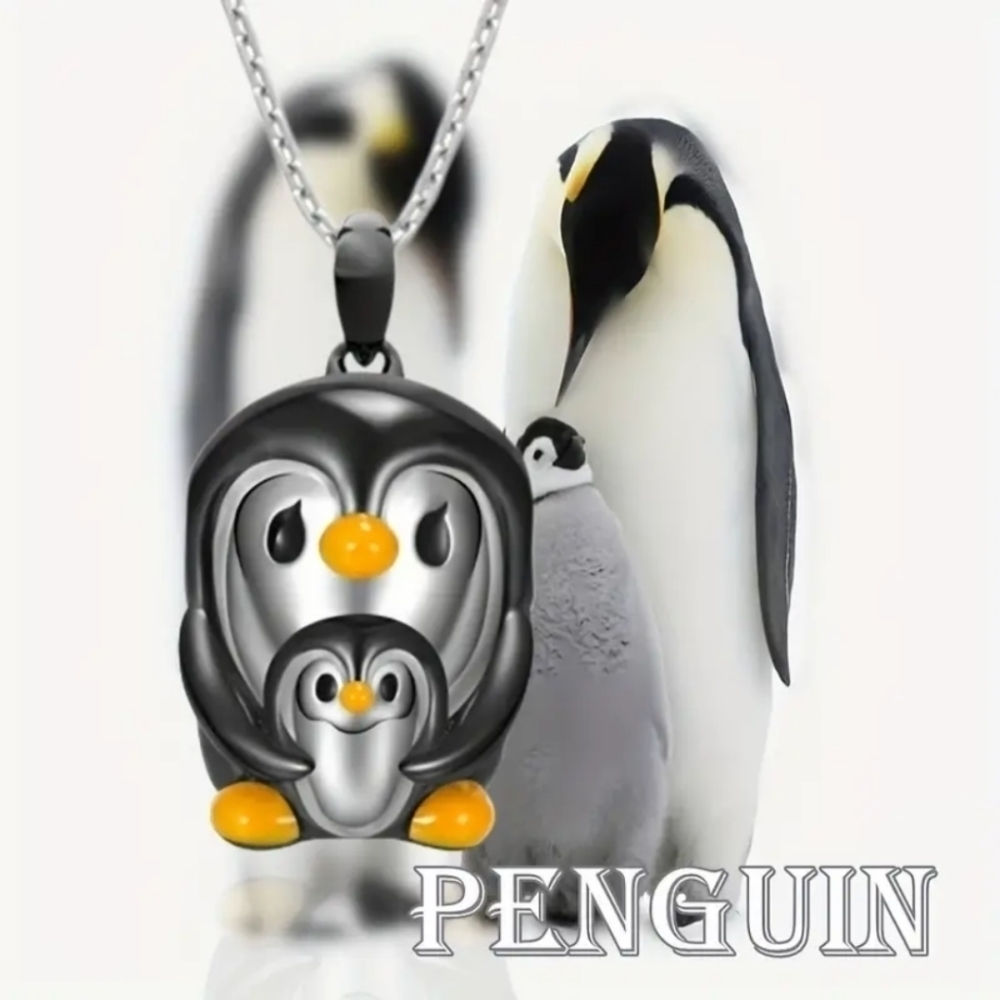New Mommy and baby penguin pendant necklace